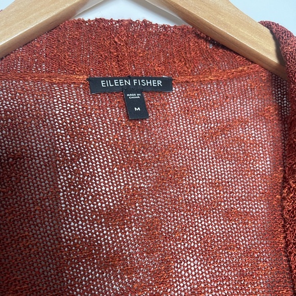 Eileen Fisher | Linen Blend Open Front Cardigan Sweater Lagenlook Contemporary - Picture 4 of 6